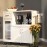 Nature's Lodge Mobile Kitchen Island On Wheels, Storage Kitchen Cart Trolley Cart With Extendable Shelf And Towel Rack, White/Red