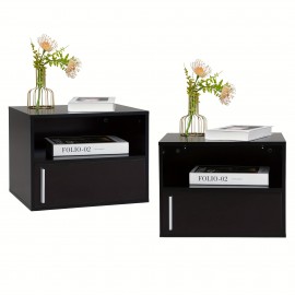 Set of 2 Wall Floating Nightstand Modern Side Table Wall Mounted Shelf with Cabinet Storage for Living Room, Bedroom, Dorm