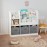Storage cabinet with 3 drawers, bedroom nightstand, living room toy storage cabinet, storage display rack, toy box, book display rack, toy house bookcase bookcase, suitable for bedroom, living room, game room, etc. White (Gray)