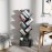 6-Tier Tree Bookshelf with Drawer Black Book Shelf Storage Rack Floor Standing Bookcase for CDs Movies Books Multifunctional Organizer Shelves for Home Office Living Room Bedroom
