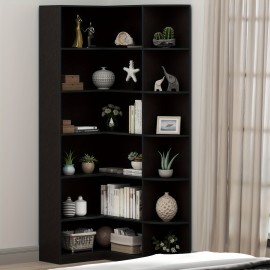 6-Tier Tall Corner Bookshelf, L-Shaped Modern Industrial Bookcase with Full Baffle, Large Display Storage Shelves for Bedroom, Home Office, Living Room, and Kitchen