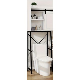 AutoZone Over The Toilet Storage Cabinet, Bathroom Shelves Over Toilet above Toilet Storage with Side Storage Rack, Tissue Reel and Hooks Over The Toilet Organizer for Bathroom, Laundry, White