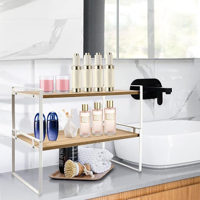 shelf small desk shelf organizer 2 tier desktop organizer shelf organizer storage stand office desk organizer display rack wooden desktop bookshelf for dorm school kitchen bathroom office white details 4