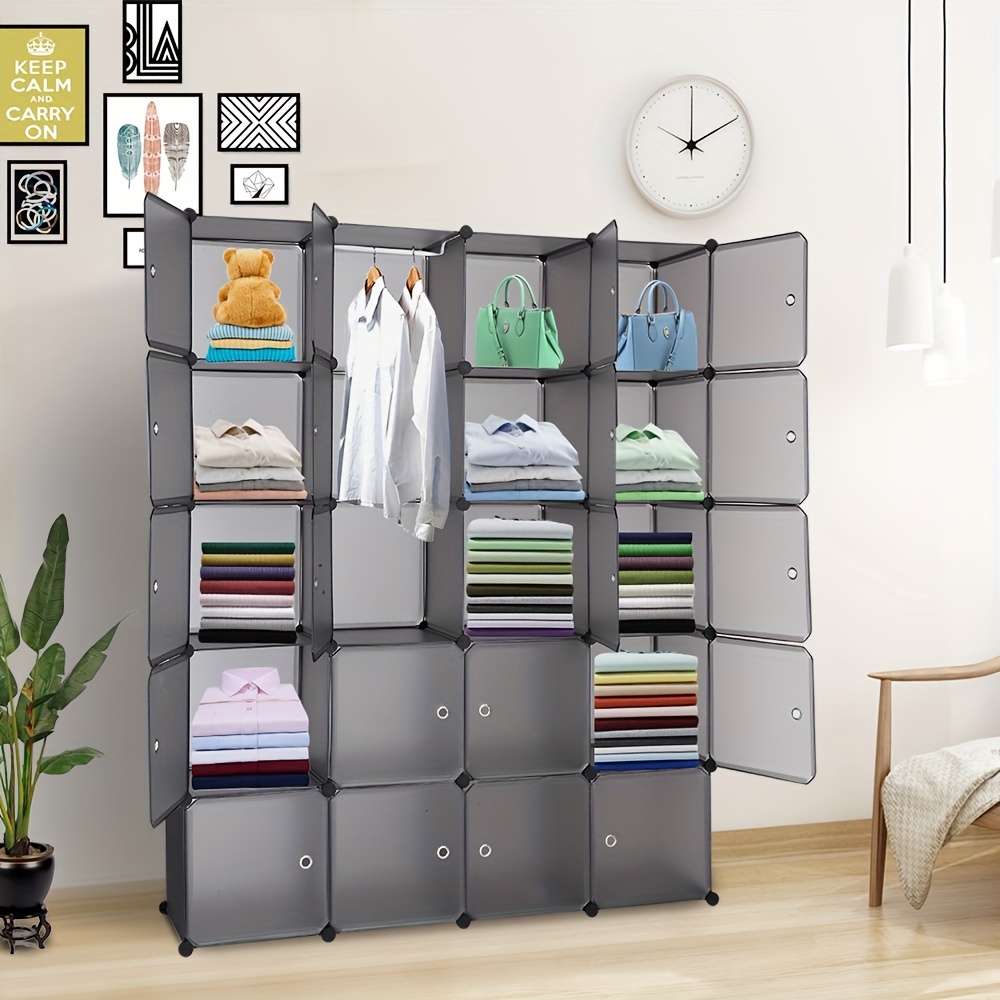 1pc organizer stackable plastic cube storage shelves easy assembly stackable clothes storage shelf durable rack for sundries household storage organizer for rental house bedroom living room home dorm entryway details 0