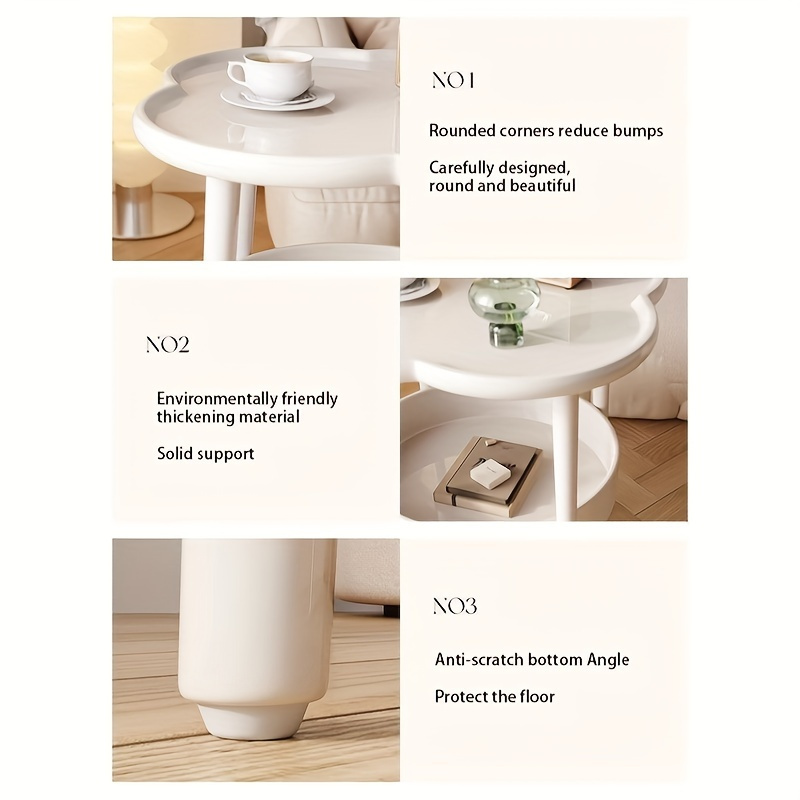 1pc home coffee table cream simple style side table nightstand suitable space bedroom living room entrance way farmhouse easy to assemble white details 0