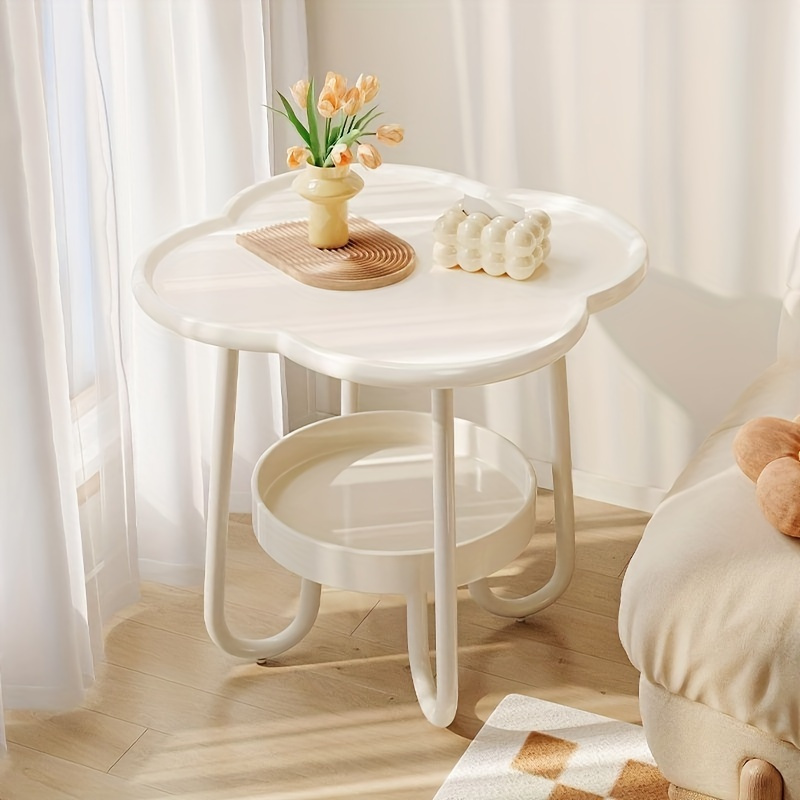 1pc home coffee table cream simple style side table nightstand suitable space bedroom living room entrance way farmhouse easy to assemble white details 1
