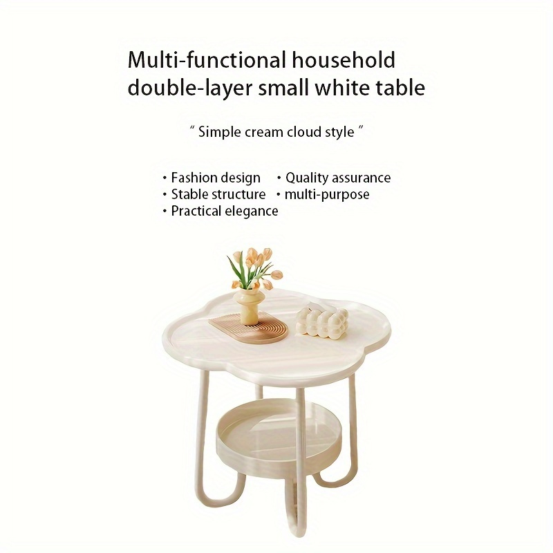 1pc home coffee table cream simple style side table nightstand suitable space bedroom living room entrance way farmhouse easy to assemble white details 2