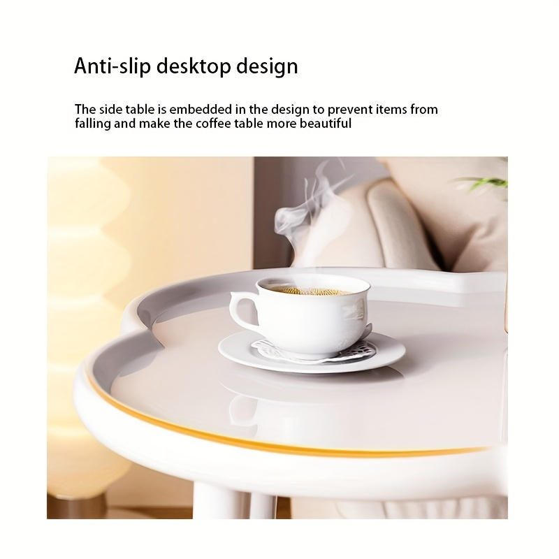 1pc home coffee table cream simple style side table nightstand suitable space bedroom living room entrance way farmhouse easy to assemble white details 3