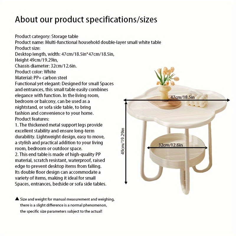 1pc home coffee table cream simple style side table nightstand suitable space bedroom living room entrance way farmhouse easy to assemble white details 4
