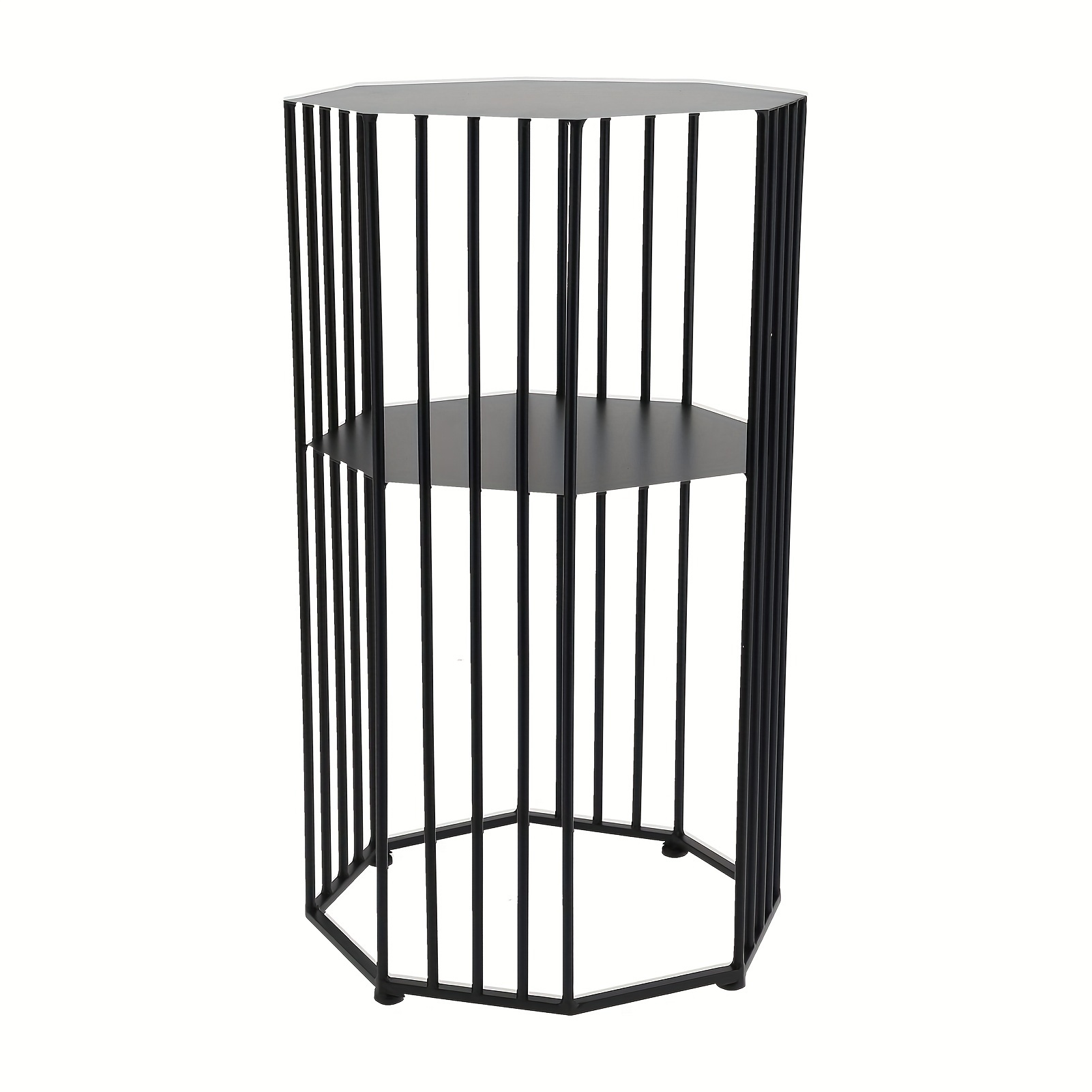 2 layer wrought table end sofa table storage shelf for living room black side table of a sofa or chair details 1
