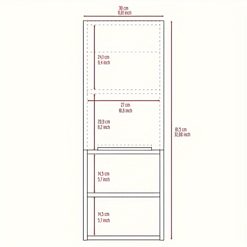 mila bathroom cabinet two internal shelves two external shelves single door white details 2