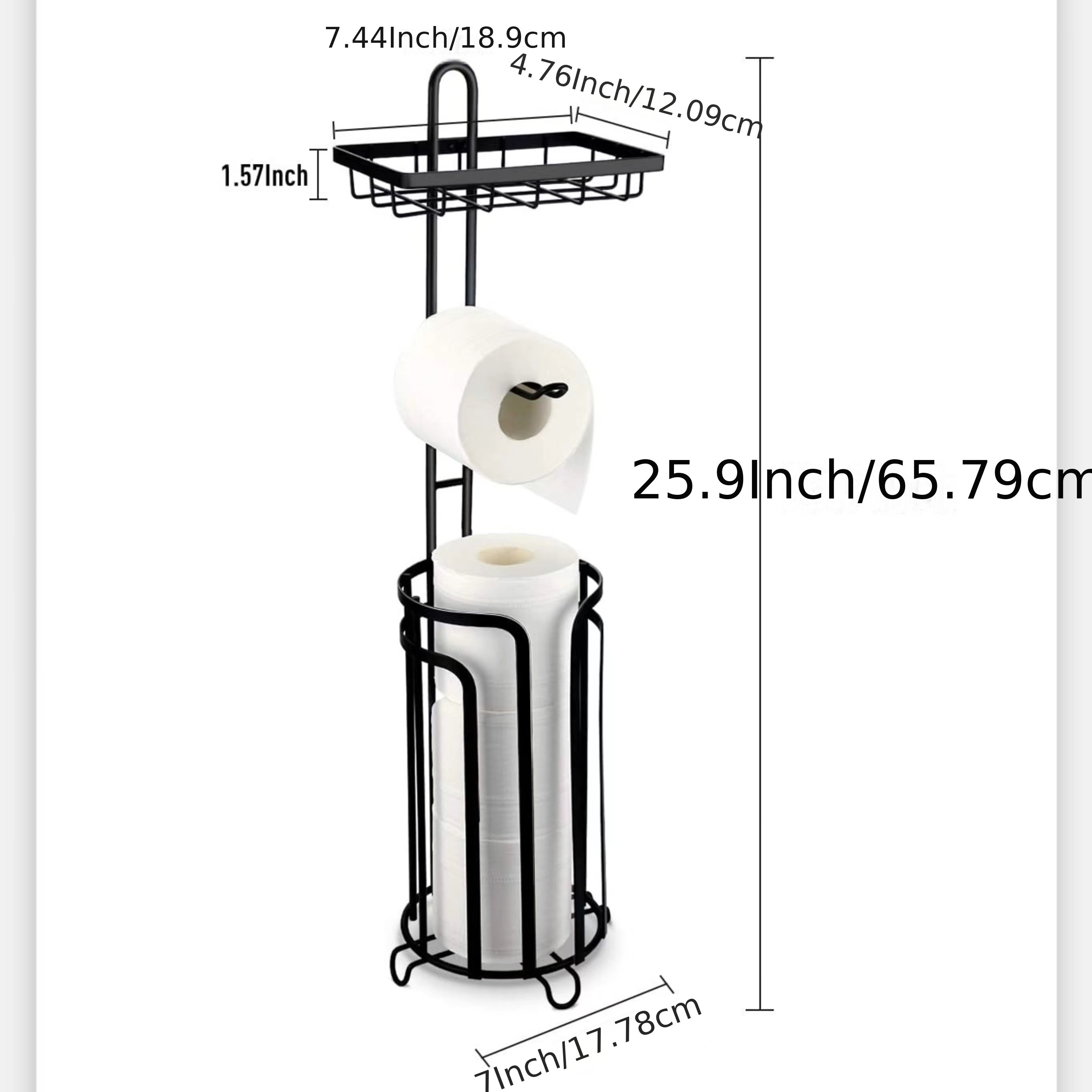 toilet paper holder stand tissue paper roll dispenser with shelf for bathroom storage holds reserve bronze details 2