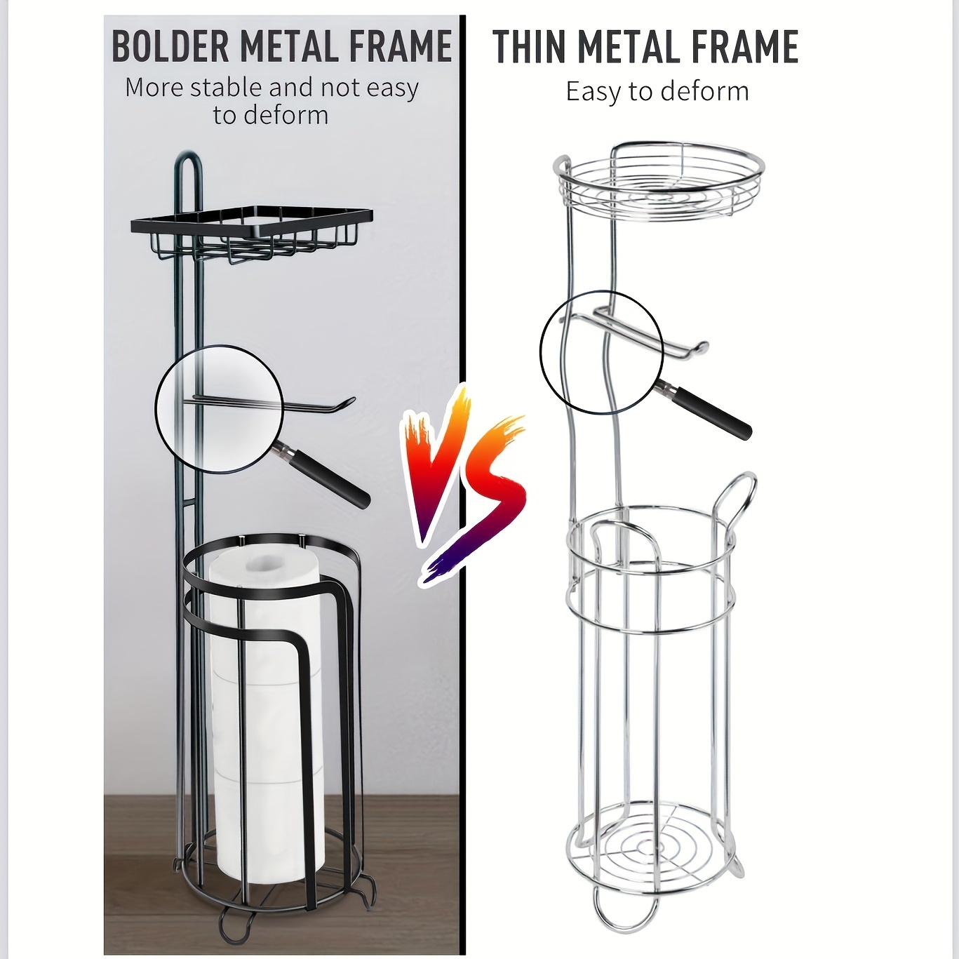 toilet paper holder stand tissue paper roll dispenser with shelf for bathroom storage holds reserve bronze details 5
